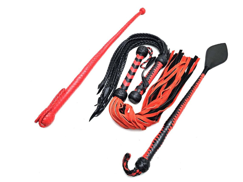 Flogger Leather Paddle Leather Whip Set