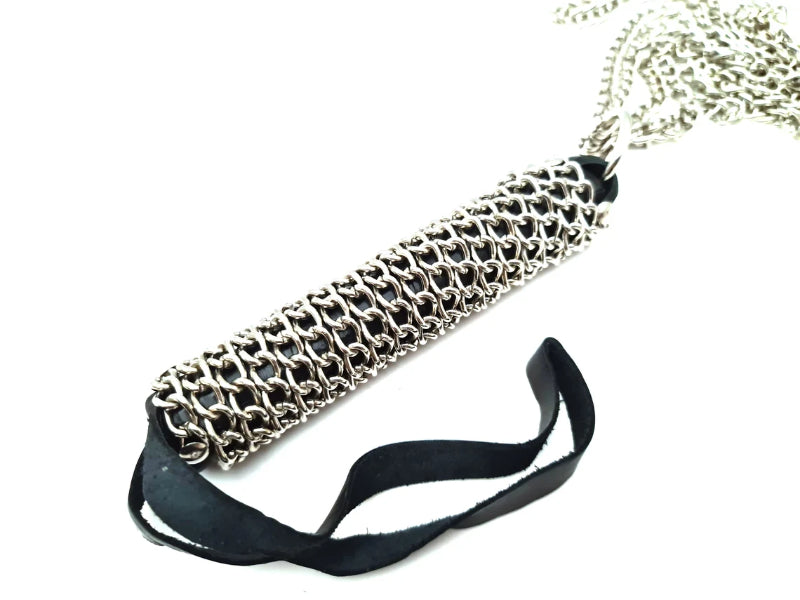 Premium Leather Chain Flogger – Durable, Handmade BDSM Whip for Sensual Play
