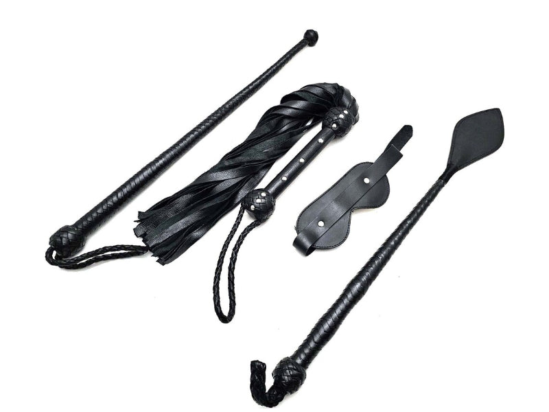Flogger Leather Paddle Leather Whip Set