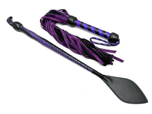 Flogger Leather Paddle Leather Whip Set