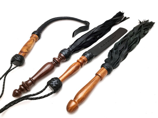 Flogger Leather Paddle Leather Whip Set