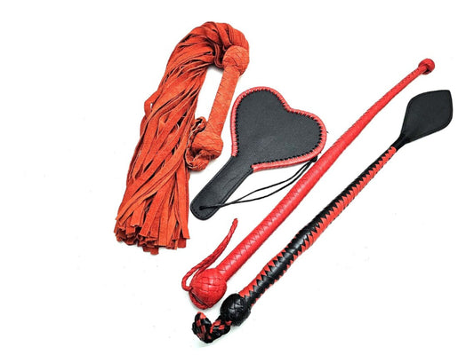 Flogger Leather Paddle Leather Whip Set