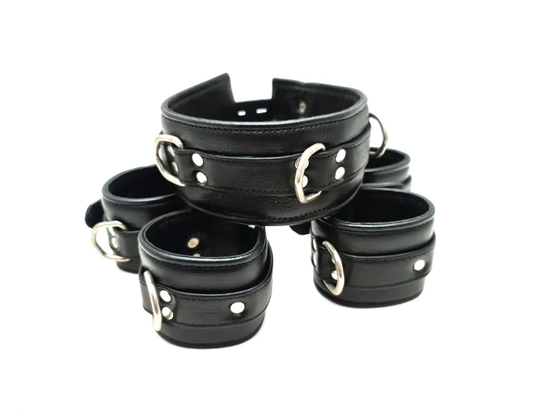 Leather Cuff Set Collar Leather Choker Collar Fur Collar Restraint Collar