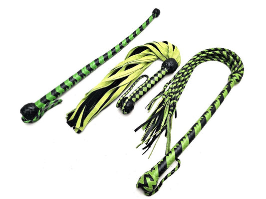 Flogger Leather Paddle Leather Whip Set