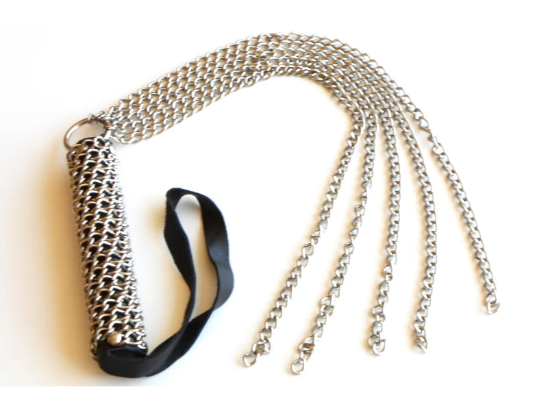 Premium Leather Chain Flogger – Durable, Handmade BDSM Whip for Sensual Play