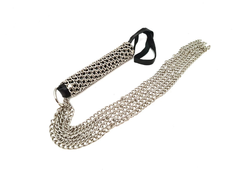 Premium Leather Chain Flogger – Durable, Handmade BDSM Whip for Sensual Play