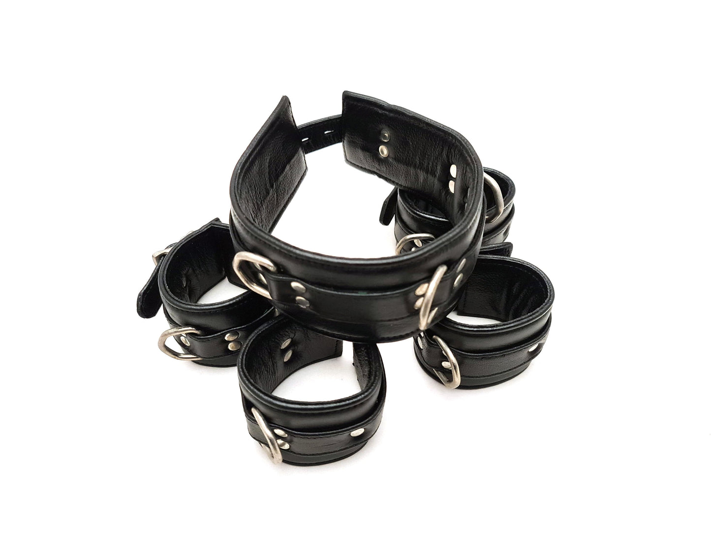 Leather Cuff Set Collar Leather Choker Collar Fur Collar Restraint Collar
